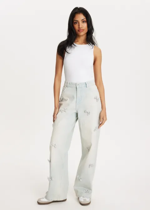 Jeans met strikjes blauw (BLW.BL)
