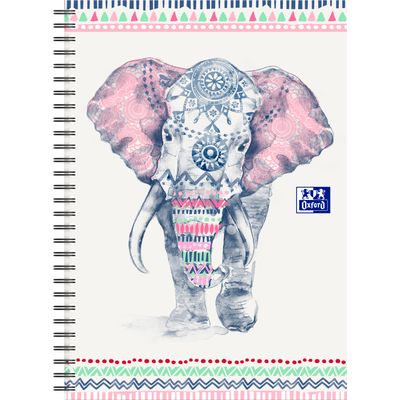 Oxford Boho Chic - Cahier spiralé B5 (19 x 25 cm) - 120 pages - petits carreaux ( 5x5 cm)