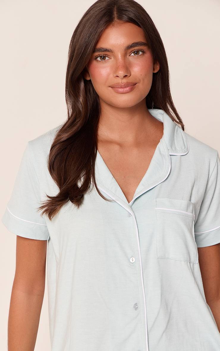 Bleu Layette Ensemble Pyjama Haut À Manches Courtes Et Short En Jersey Doux Avec Passepoil