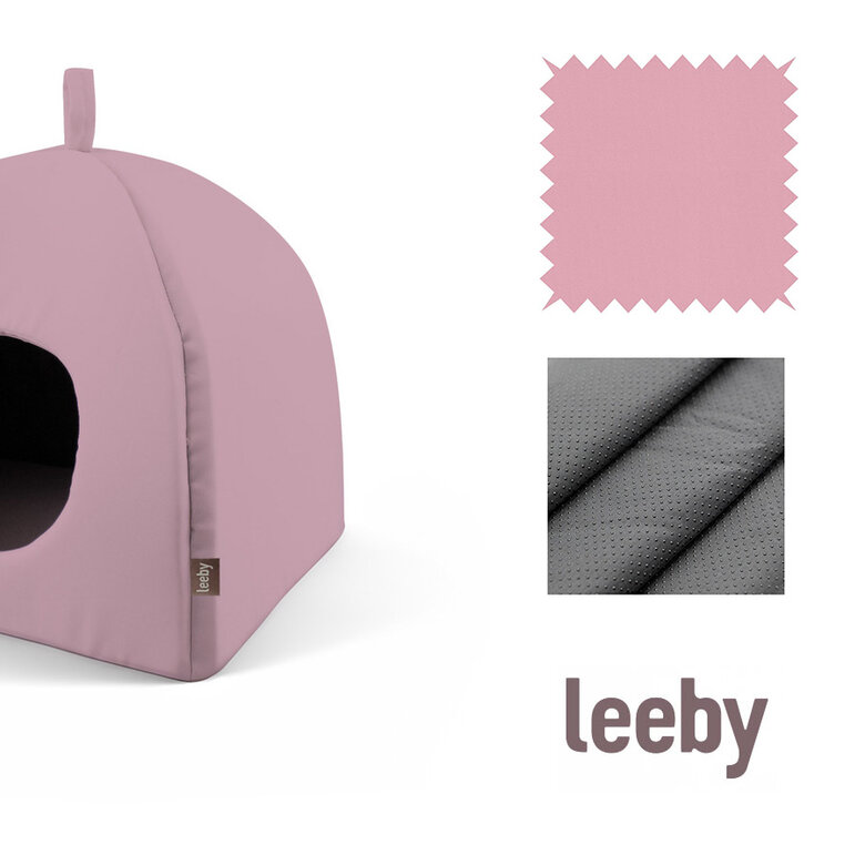 Iglu rosa antiderrapante Leeby para gatos