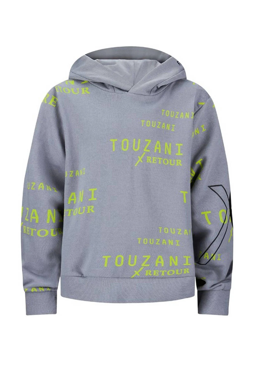 Retour Jeans hoodie Trick met all over print grijs/neon geel
