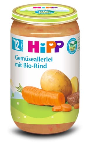 HiPP Gemüseallerlei mit Bio-Rind ab 12. Monat