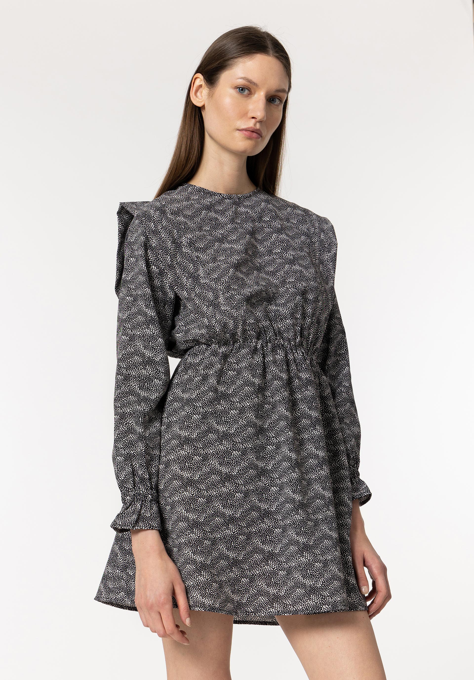 Vestido Estampado com Elástico na Cintura