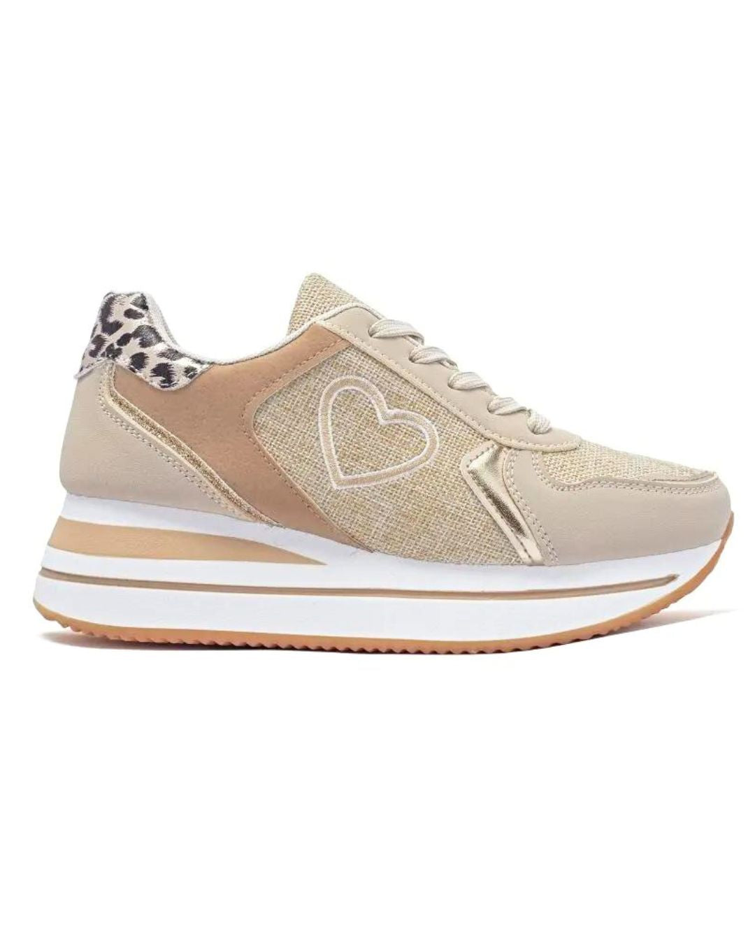 Basket femme beige à lacets - Junon