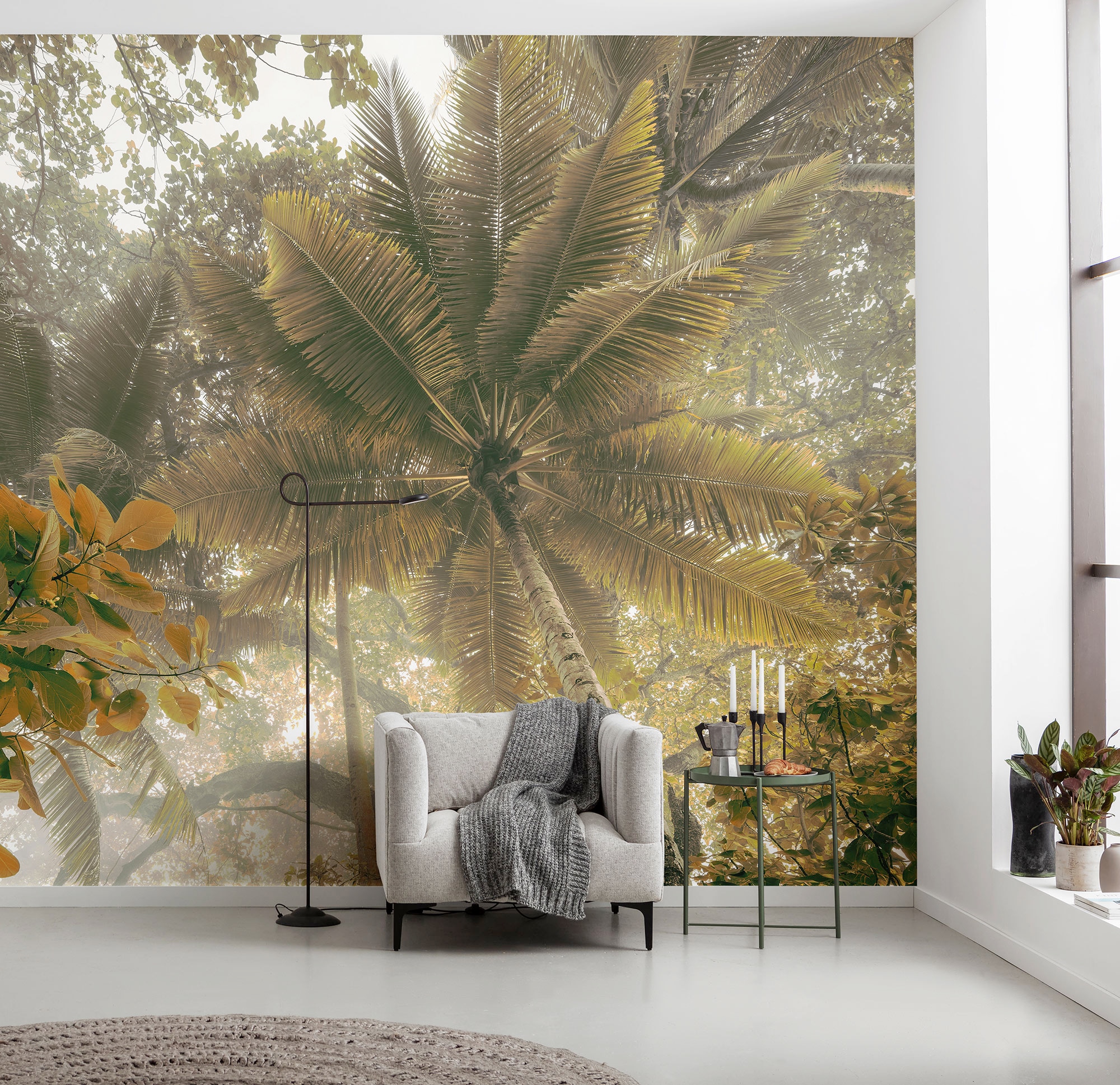 Komar Fototapete »Digitaldruck Vlies -  Palms Panorama - Grösse 300 x 250 cm« bedruckt | floral | geblümt | gemustert | tropisch glatt Wohnzimmer, Schlafzimmer