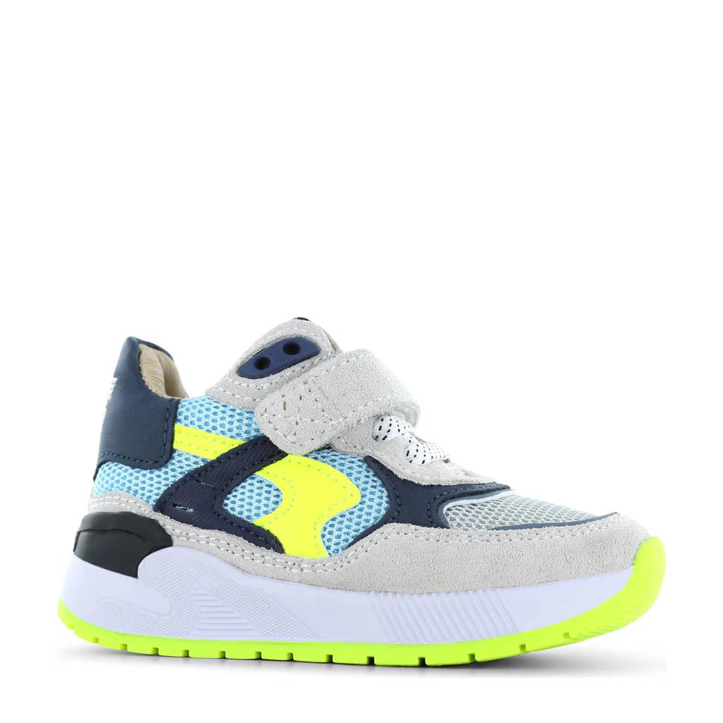 Shoesme leren sneakers grijs/blauw
