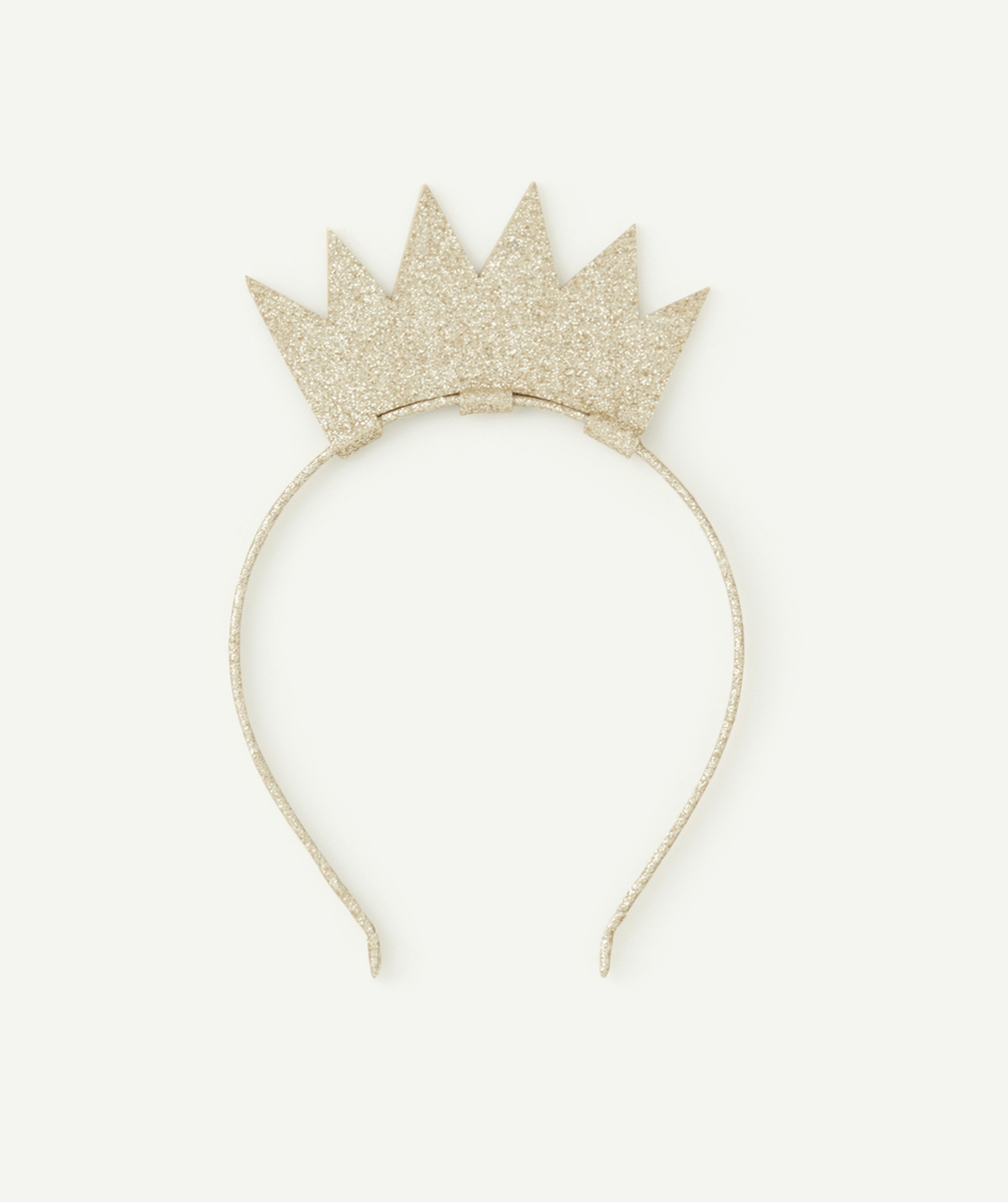 SERRE-TÊTE COURONNE FILLE COULEUR DORÉE À PAILLETTES