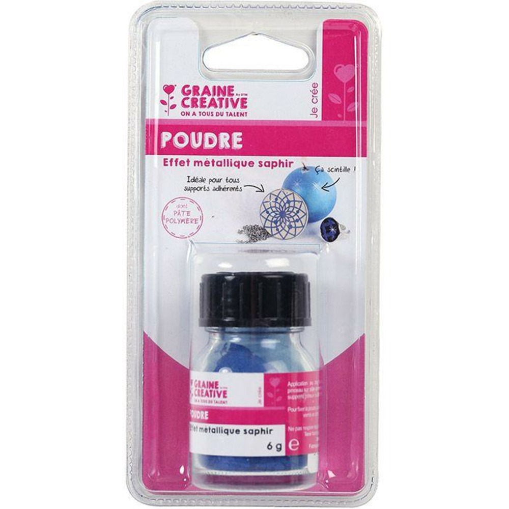 Poudre effet métallique pour pâte polymère - bleu saphir