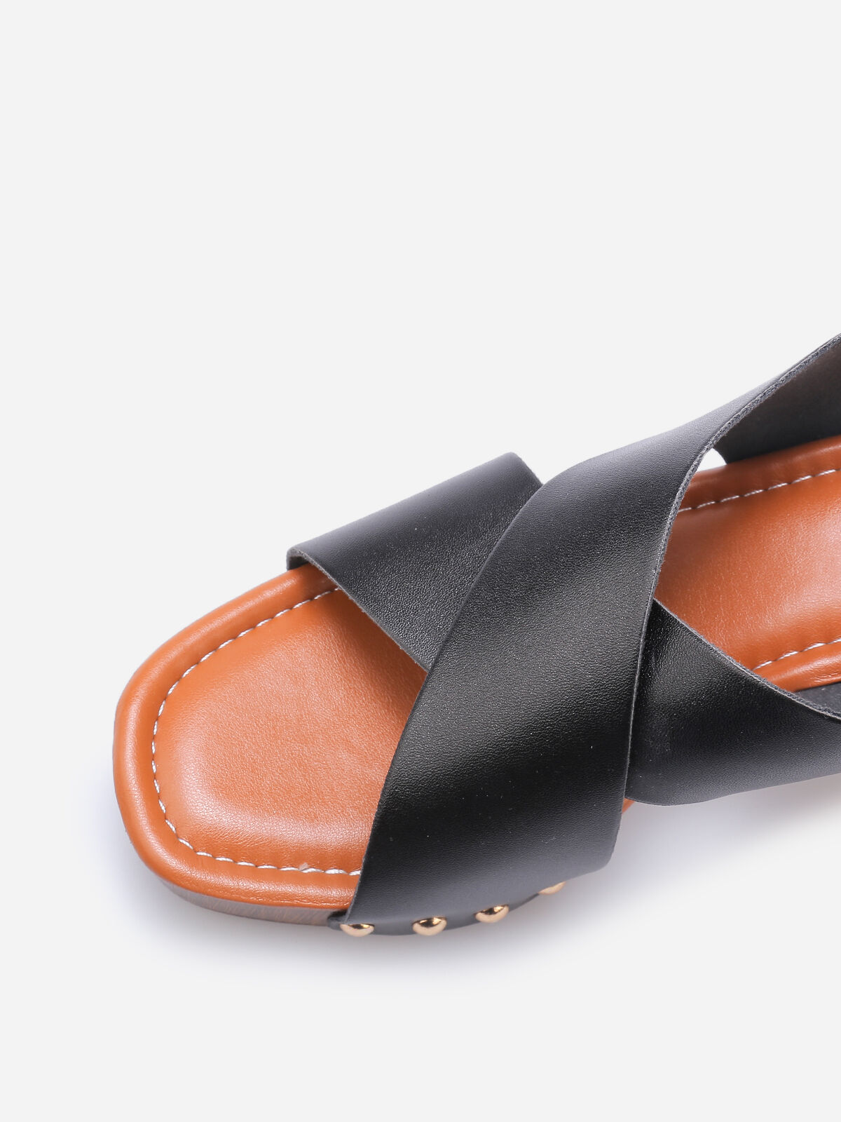 Sandales style sabot à brides croisées- Noir