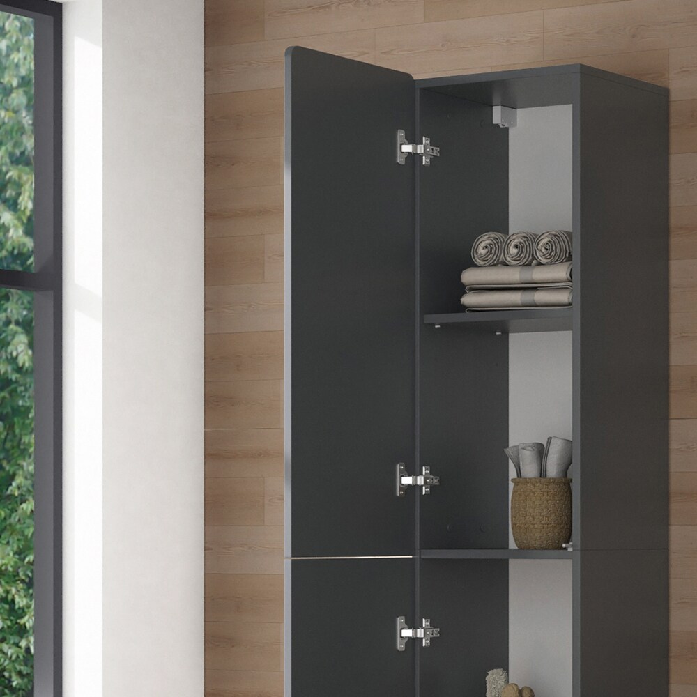 Vicco Hochschrank Izan Grau 37 x 172 cm Badezimmer 2 Türen