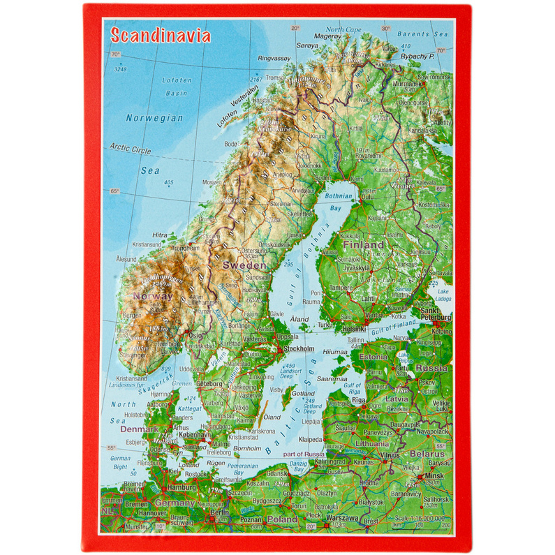 Georelief 3D Reliefpostkarte Skandinavien