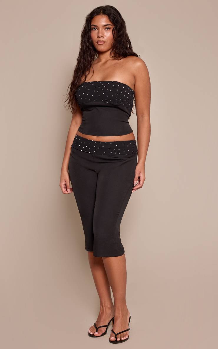 Noir Top Bandeau Coordonné À Détail Pois Shape