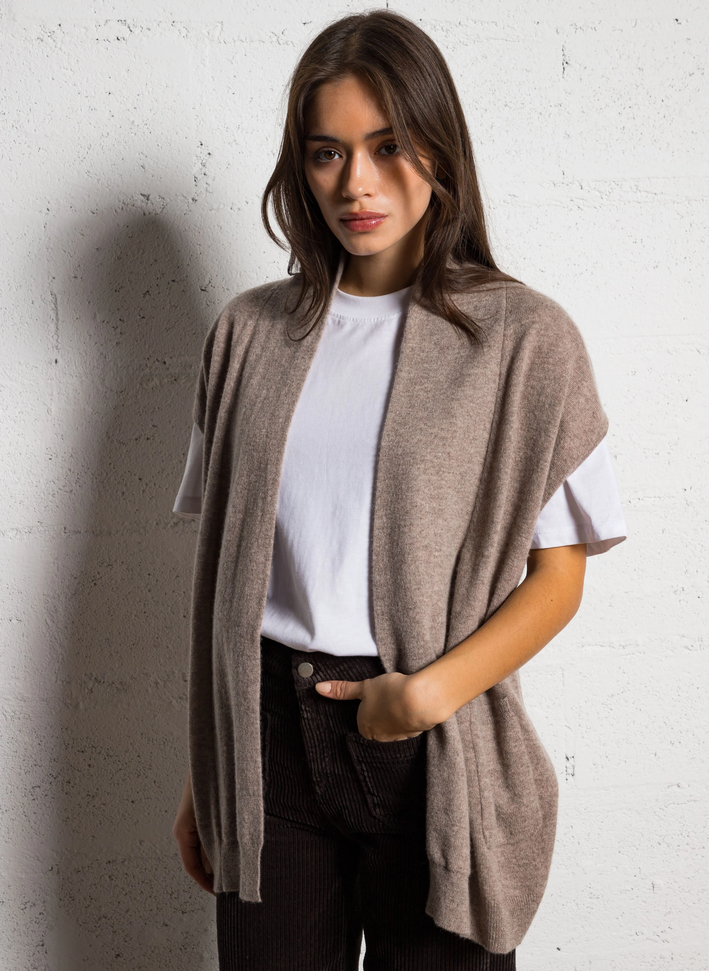 LALY - Gilet en cachemire| Beige