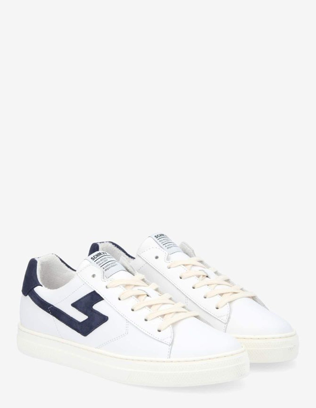 schmoove Baskets de ville Homme Spark Signature M Blanc/Bleu Cuir