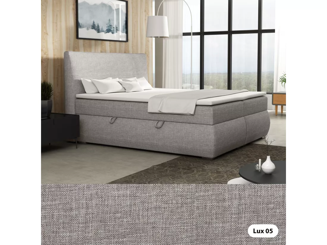 LIT BOXSPRING avec tiroirs de rangement Buffalo 200x200 cm, Lux 05 (Gris clair)