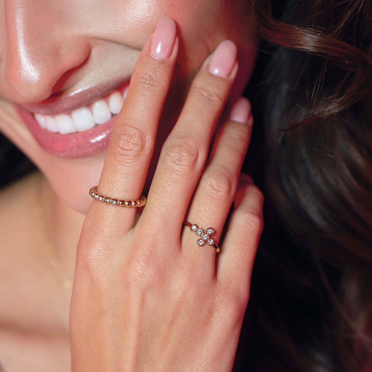 Bague Storia zircons acier doré or