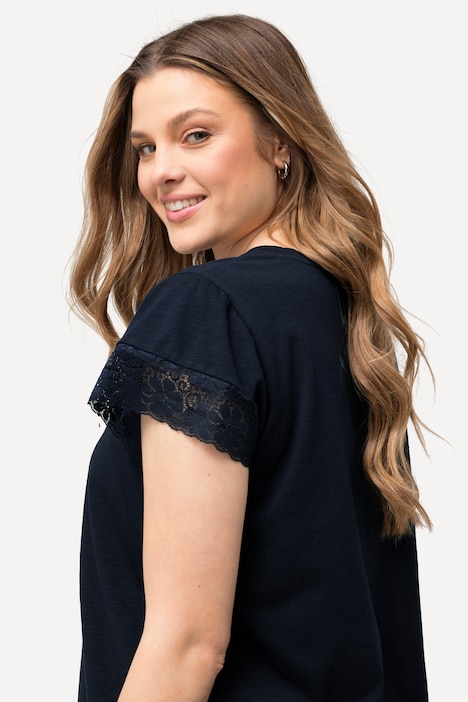 T-Shirt, Spitze, Classic, V-Ausschnitt, Cup-Ärmel