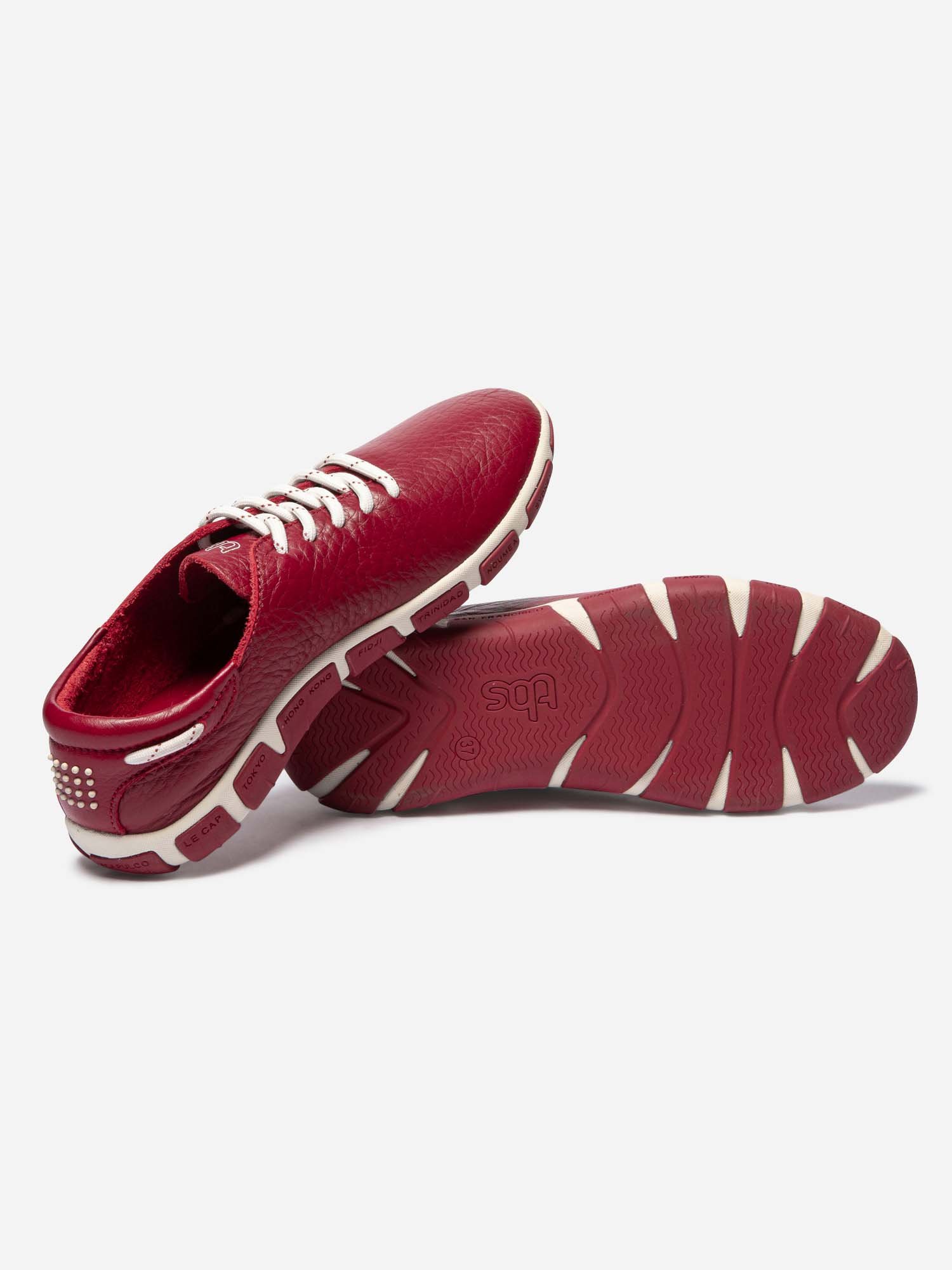 Tennis Femme Confort Cuir Rouge