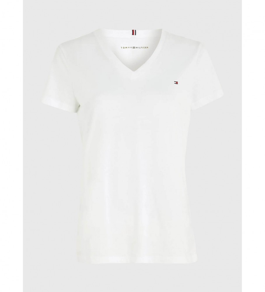 Camiseta Tommy Hilfiger Heritage com decote em V, branca