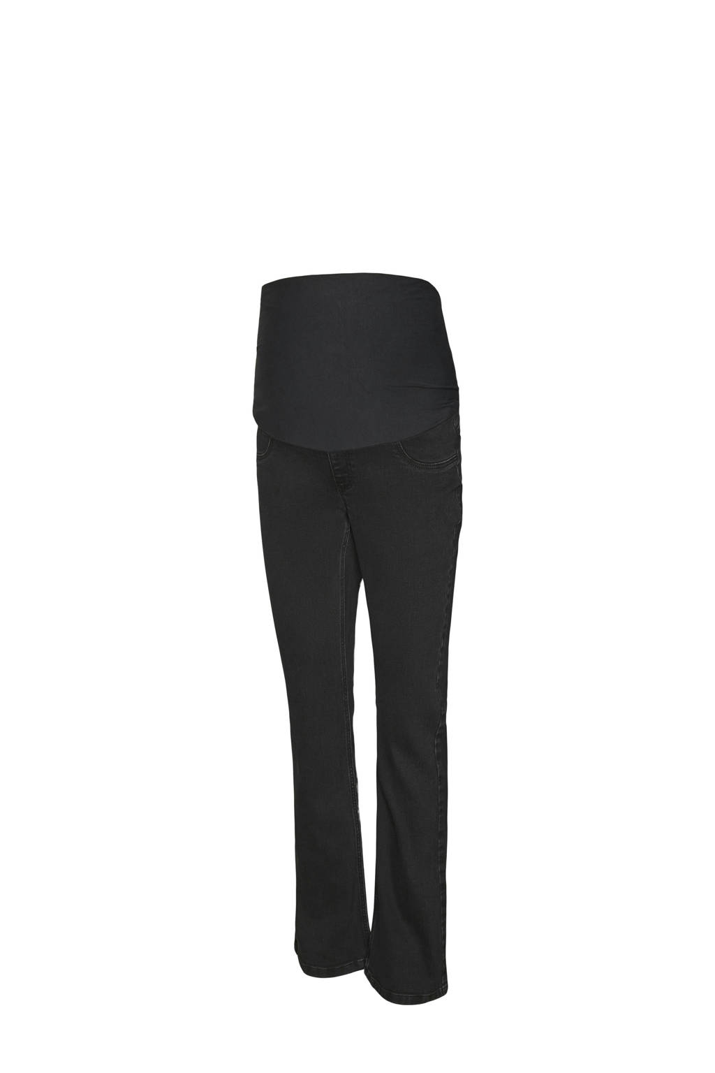 MAMALICIOUS high waist zwangerschaps flared jeans MLCILLE black denim