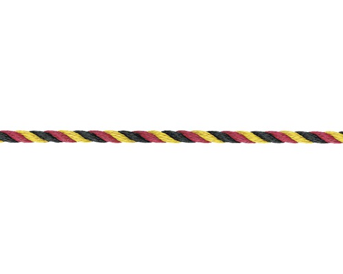 Betelon gedraaid touw, zwart/geel/rood, Ø 16 mm, verkocht per meter