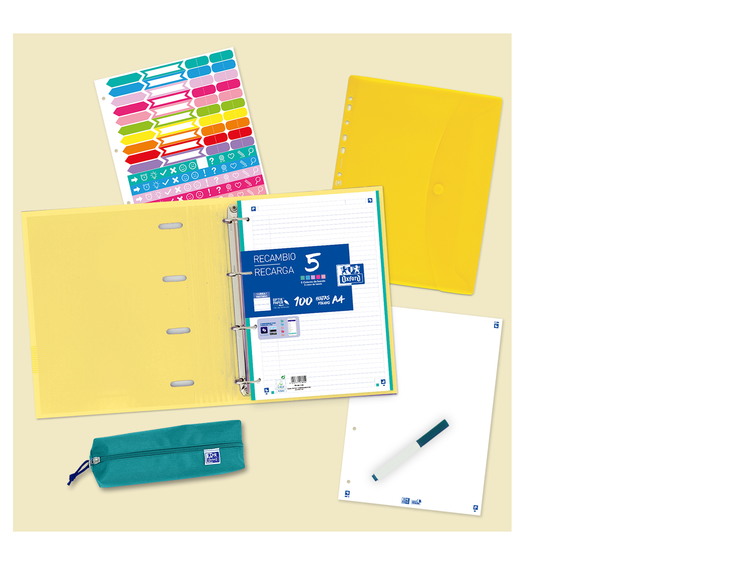 ENVELOPE PLÁSTICO A4 OXFORD COM FURAÇÃO E VELCRO A4 CORES SORTIDAS