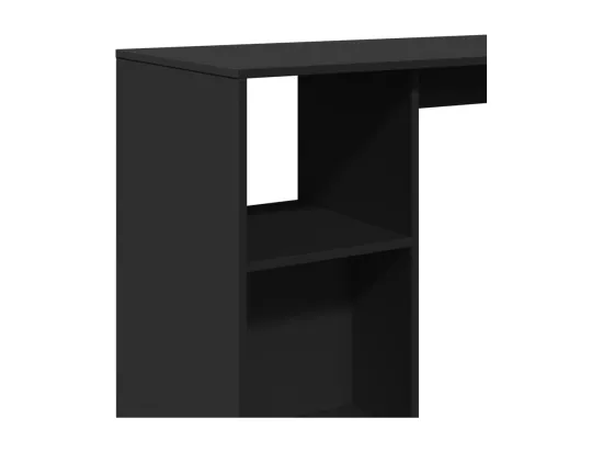 Table de bar avec étagère noir 124x46x103,5cm bois d'ingénierie