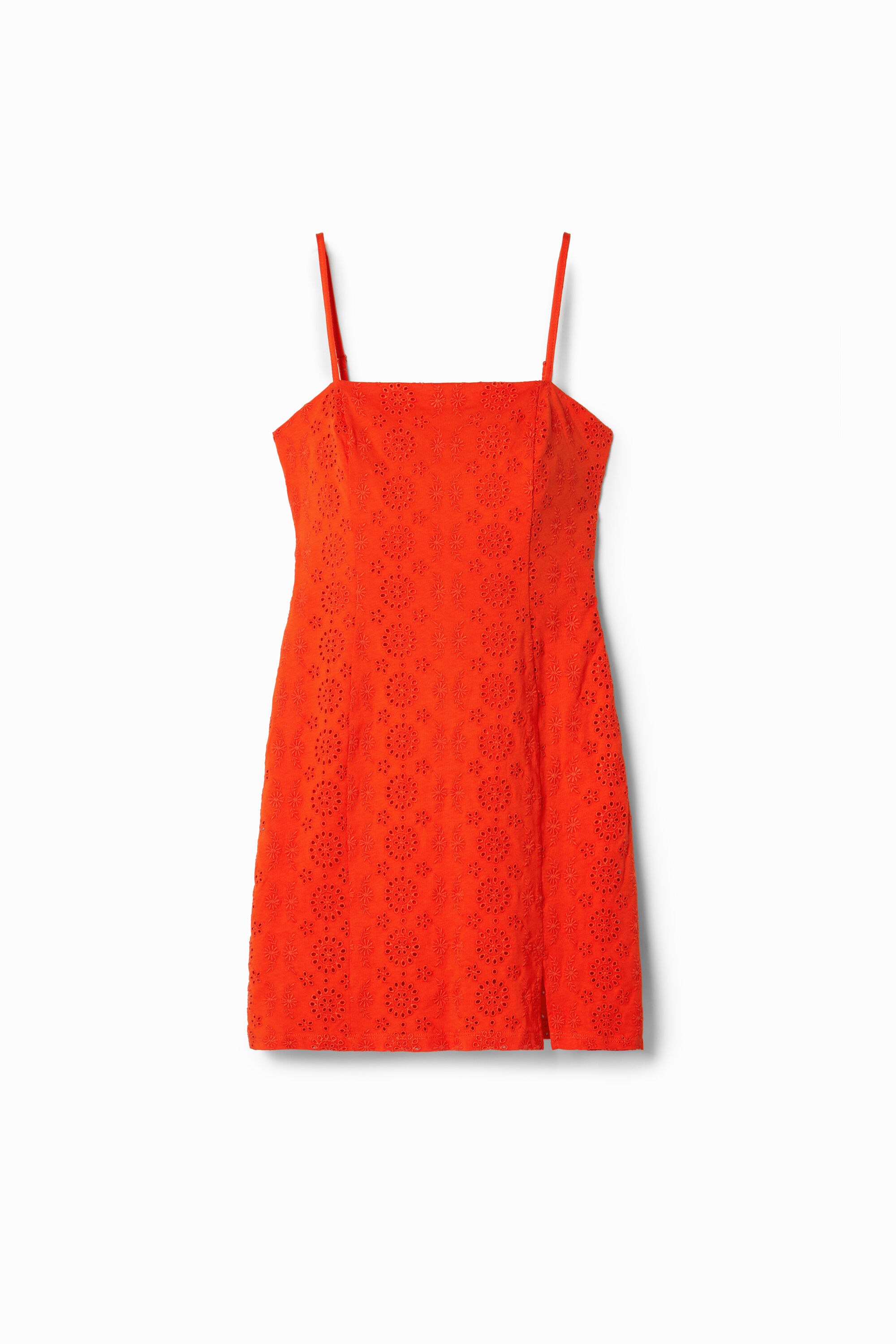 vestido curto suíço bordado