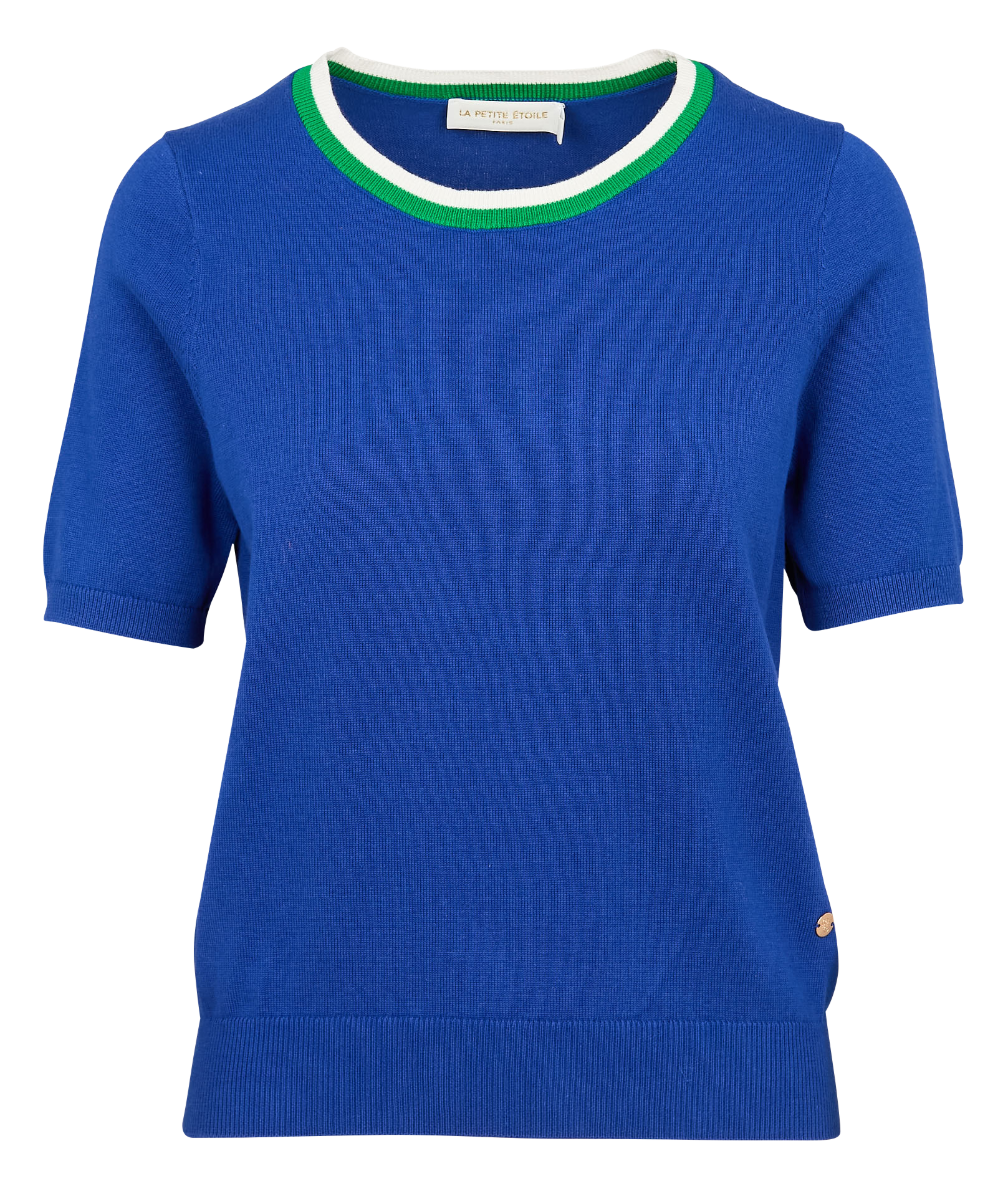 MAE - Pull droit manches courtes en coton | Bleu