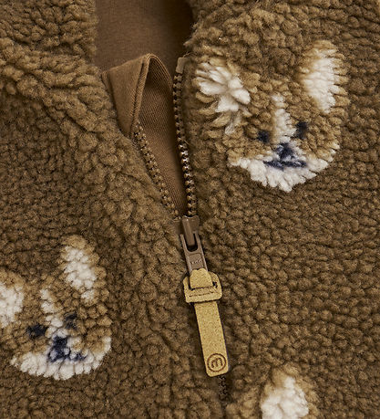 Minymo Fleecejacke - Teddy - Sepia m. Tiere