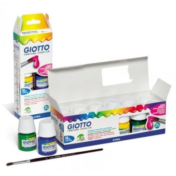 Giotto Guache Liquido Multicor 12x25ml   Pincel