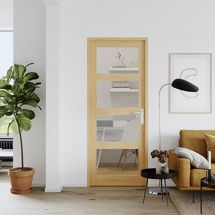 Bloc-porte Connemara pin vitré H.204 x l.93 cm, poussant droit