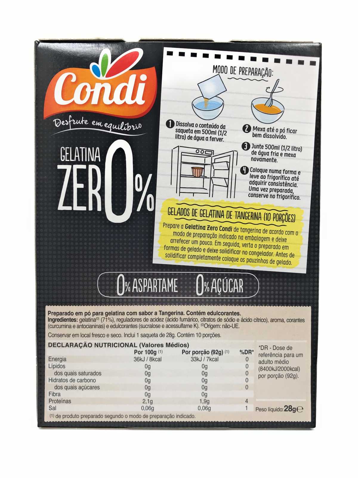 Condi Gelatina Zero Mandarina 28 g