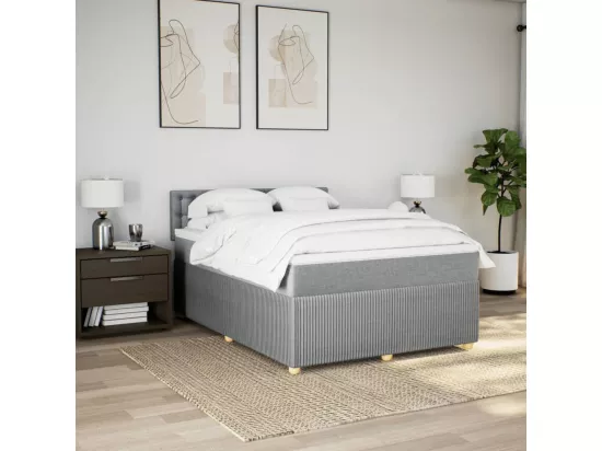 Sommier à lattes de lit avec matelas Gris clair 140x190cm Tissu