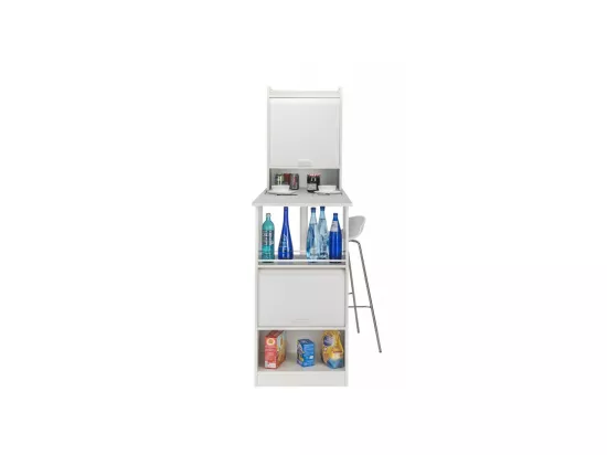 Table comptoir de cuisine + Meubles rangement Blanc - LUFAY
