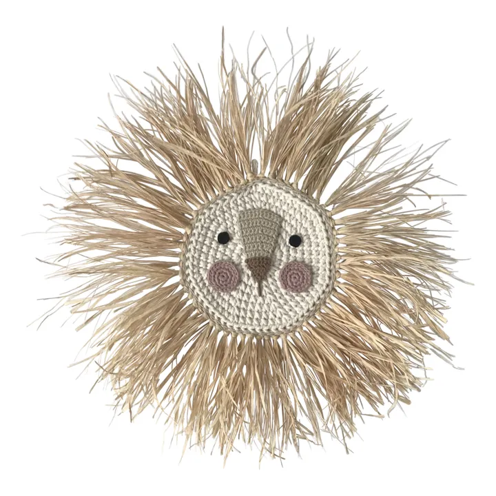 Ila y Ela Lion en raphia à accrocher | Beige