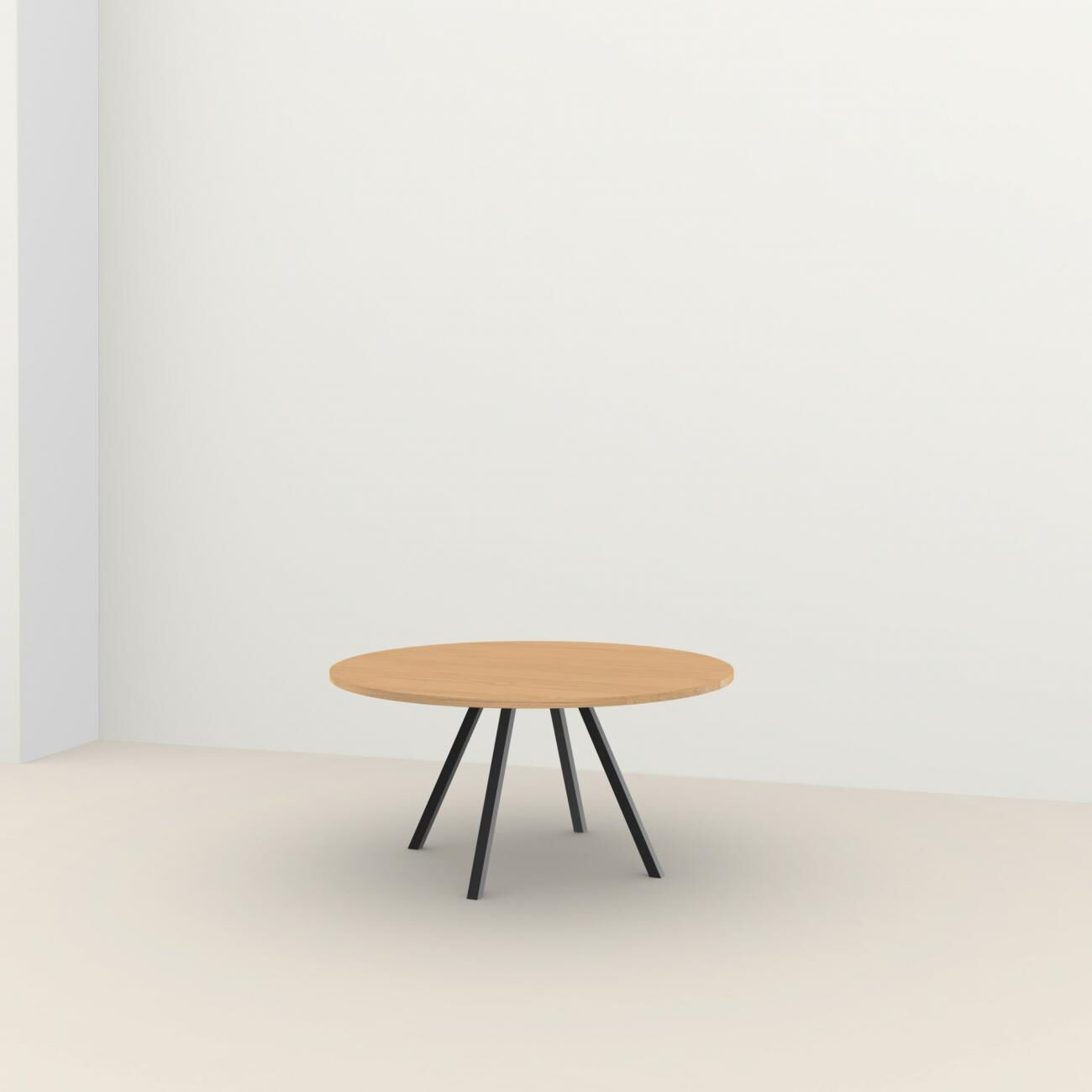 Studio HENK tafel New Classic Rond Quadpod, zwart frame - Smart Collectie ⌀130 | Eikenhout | Verjongde Rand | Frame Zwart
