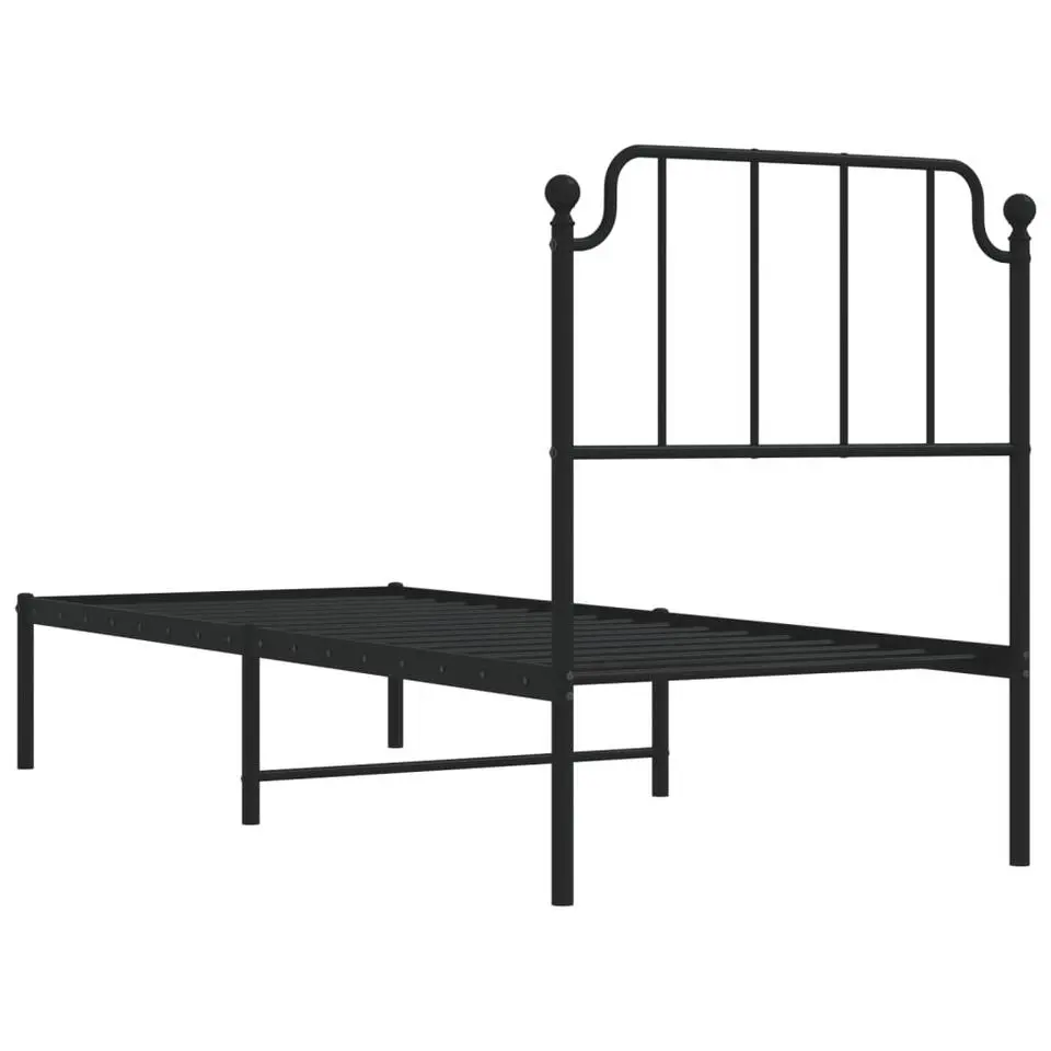 vidaXL - Metalen bed frame met hoofdbord - Zwart - 80x200 cm