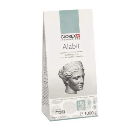 Glorex Alabit Gießmasse naturweiß, Beutel mit 1000 g, hochwertiger Modelliergips