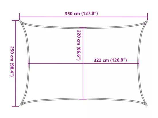 Voile d'ombrage sable 3,5x2,5 m 100 % polyester oxford