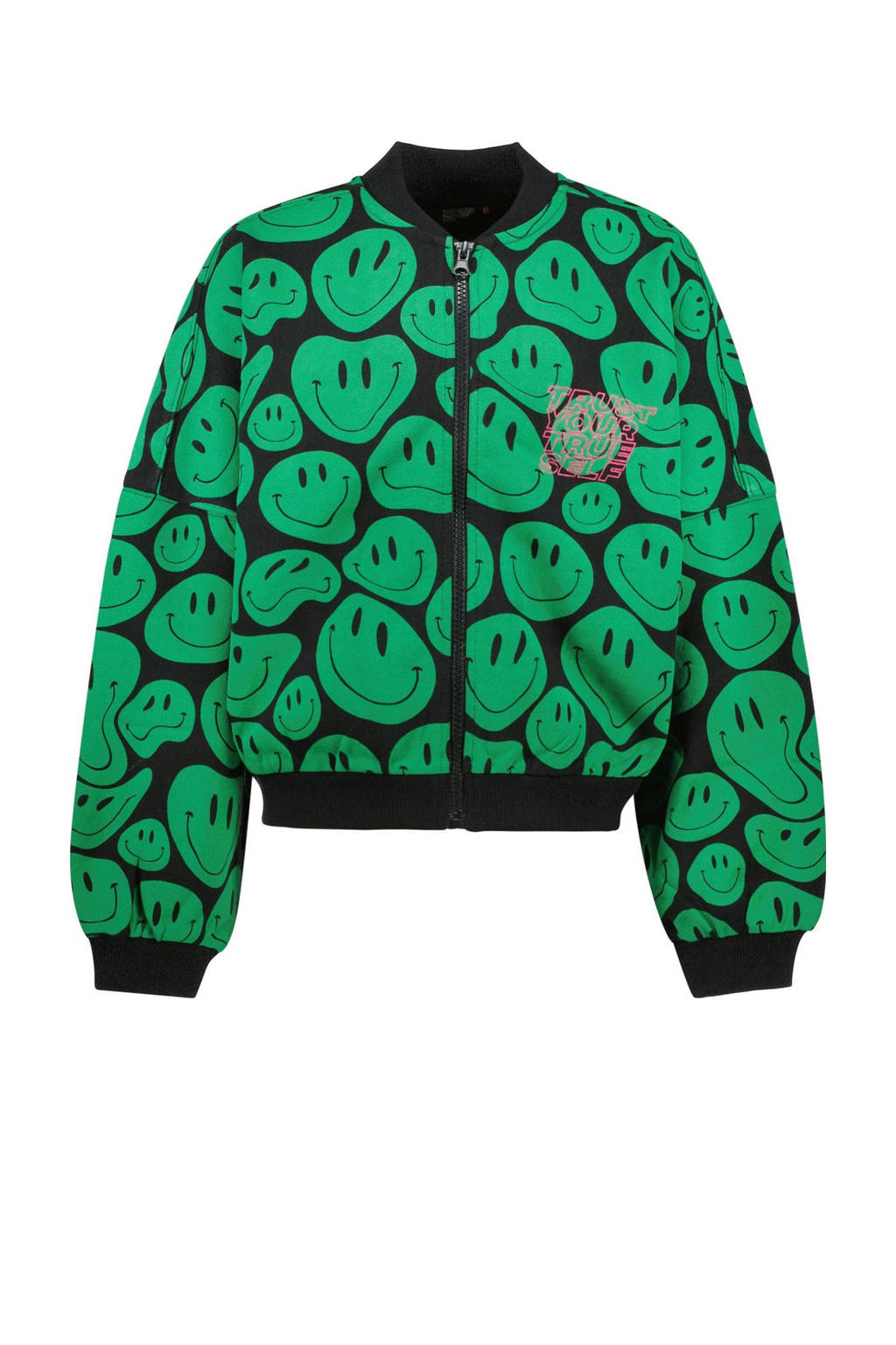 Cars sweatvest JIMENA met all over print zwart/groen