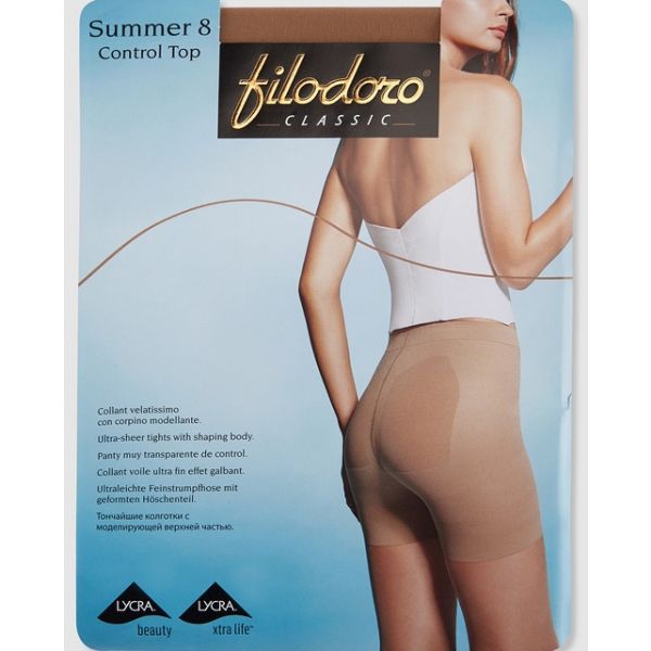 Filodoro Collants Adelgaçantes de 8 Deniers de Verão Nude L
