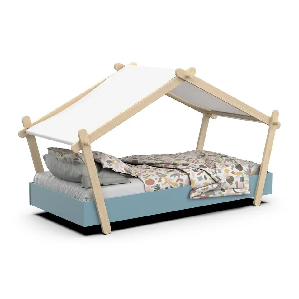 CBA Kinderbed Lodge - 223,2 x 105,5 x 129,7 cm - Blauw-Wit