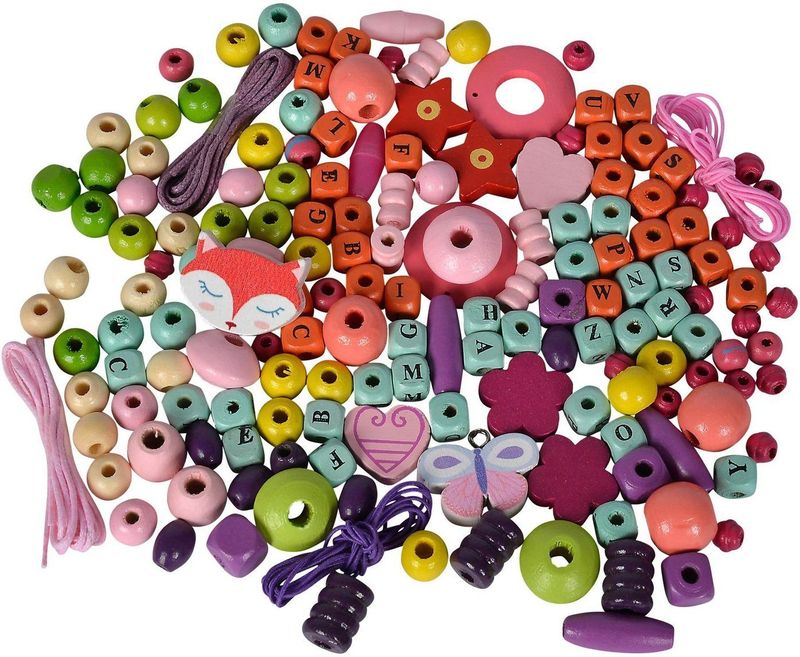 Eichhorn - Wooden Bead Set Letters - Kralenset - 190 Onderdelen - Geschikt Voor Kinderen Vanaf 4 Jaar