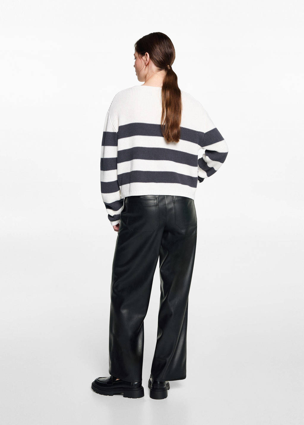 MANGO TEEN imitatieleren broek zwart