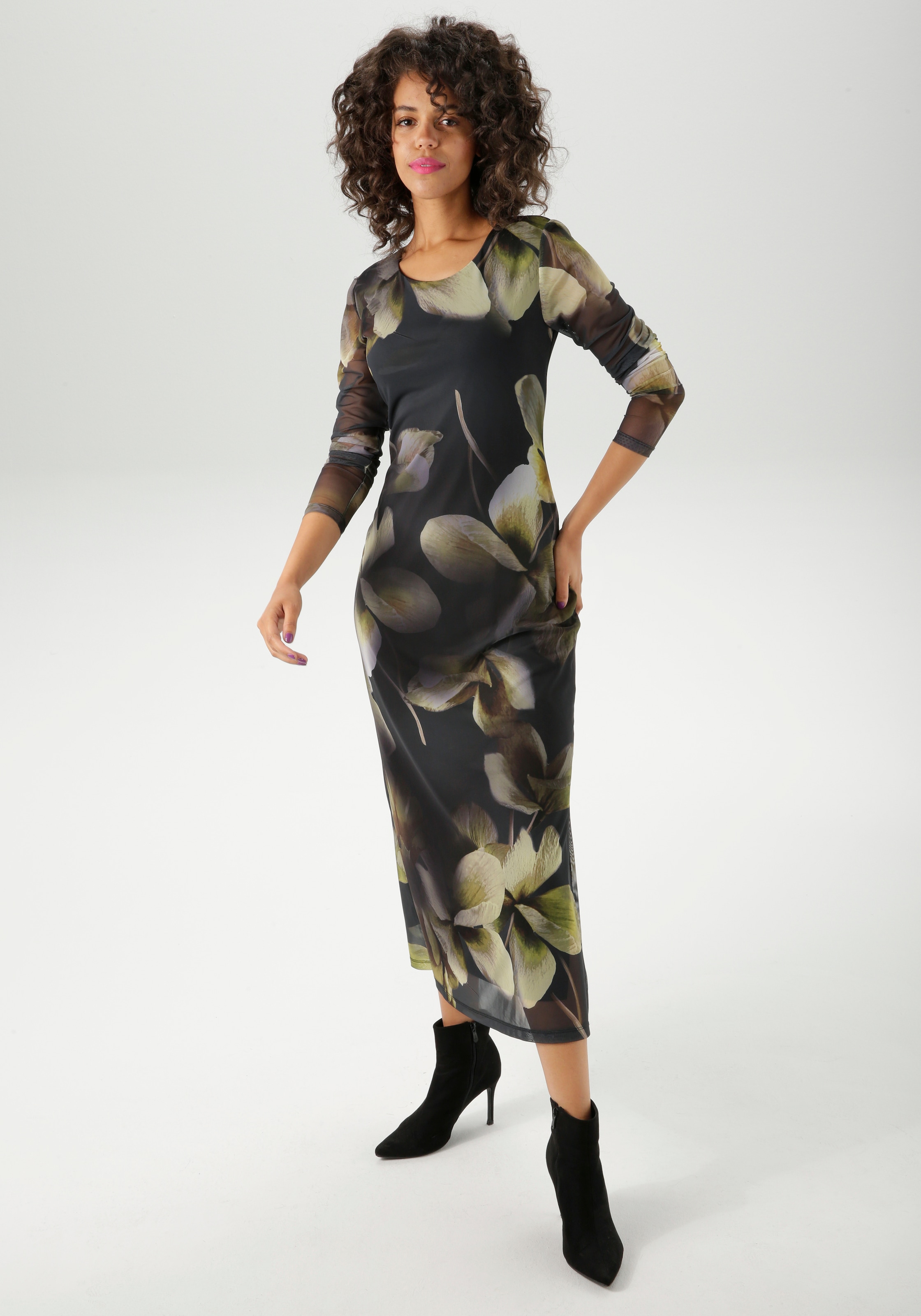 Aniston CASUAL Maxikleid mit grossflächigen Batik-Blüten bedruckt - NEUE KOLLEKTION
