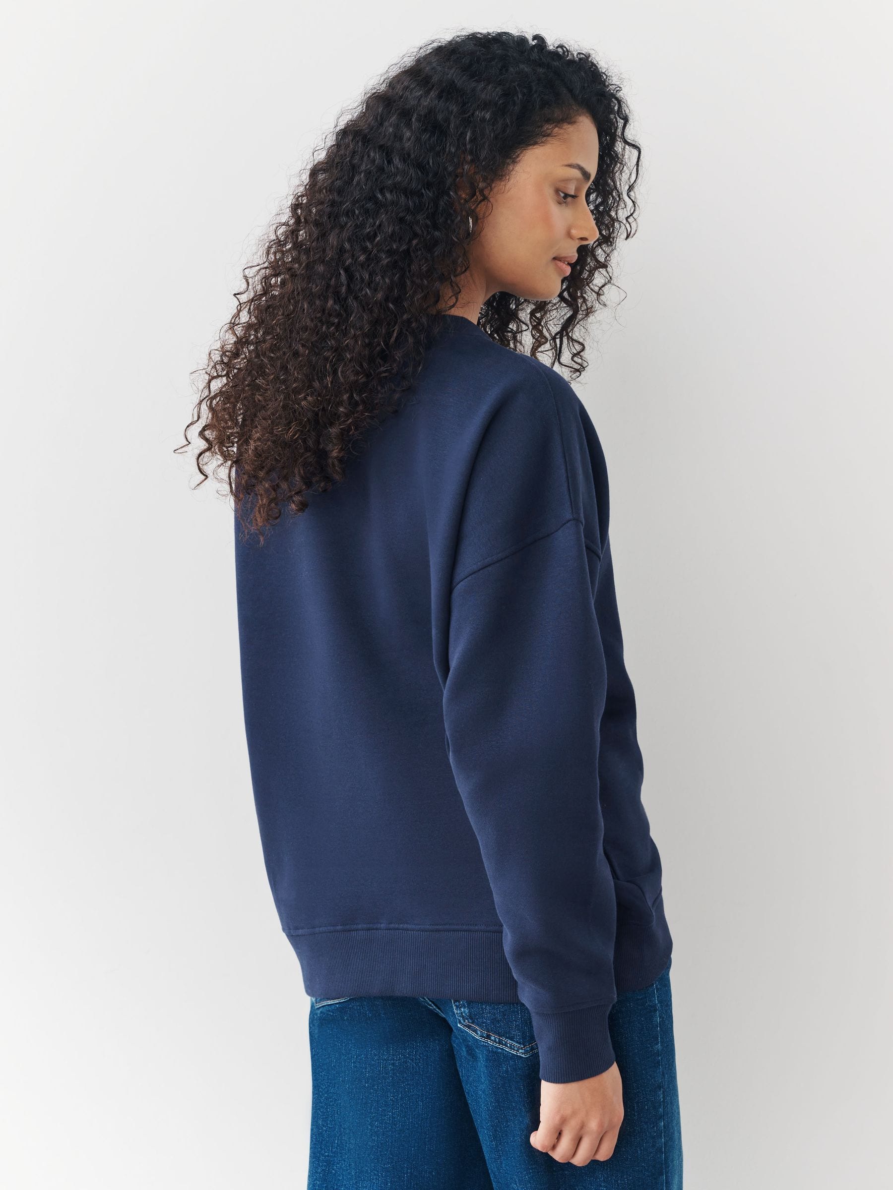 Marineblauw/geel - Supersoft Peached Essentials sweatshirts met ronde hals en naaddetail verpakking van 2