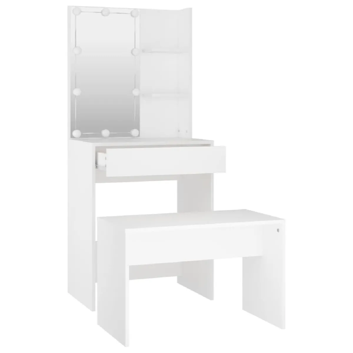 Ensemble de coiffeuse Helloshop26 avec tabouret LED - 60 x 40 x 140 cm