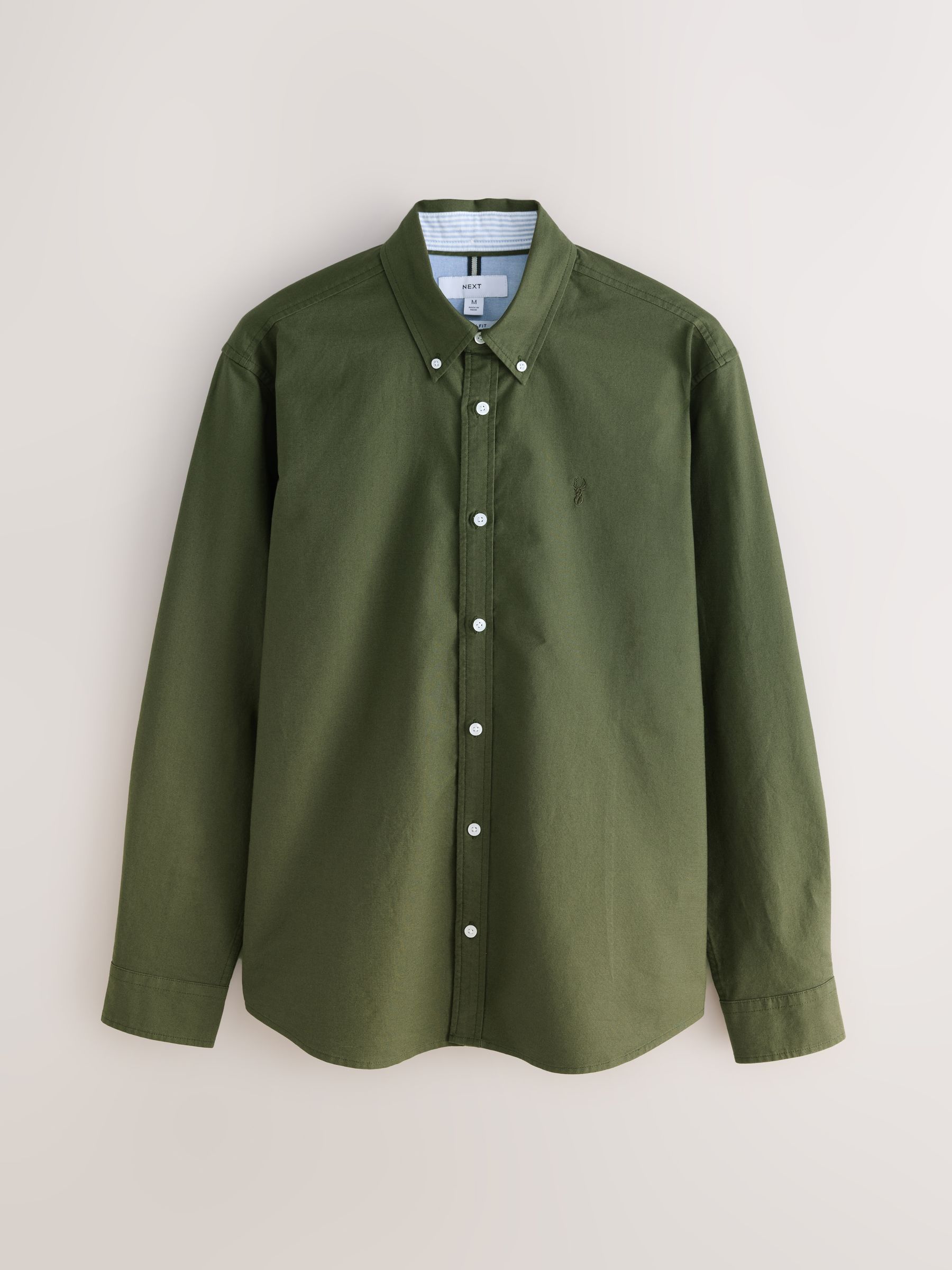 Donkergroen - Slim Fit - Oxford-hemd met lange mouwen