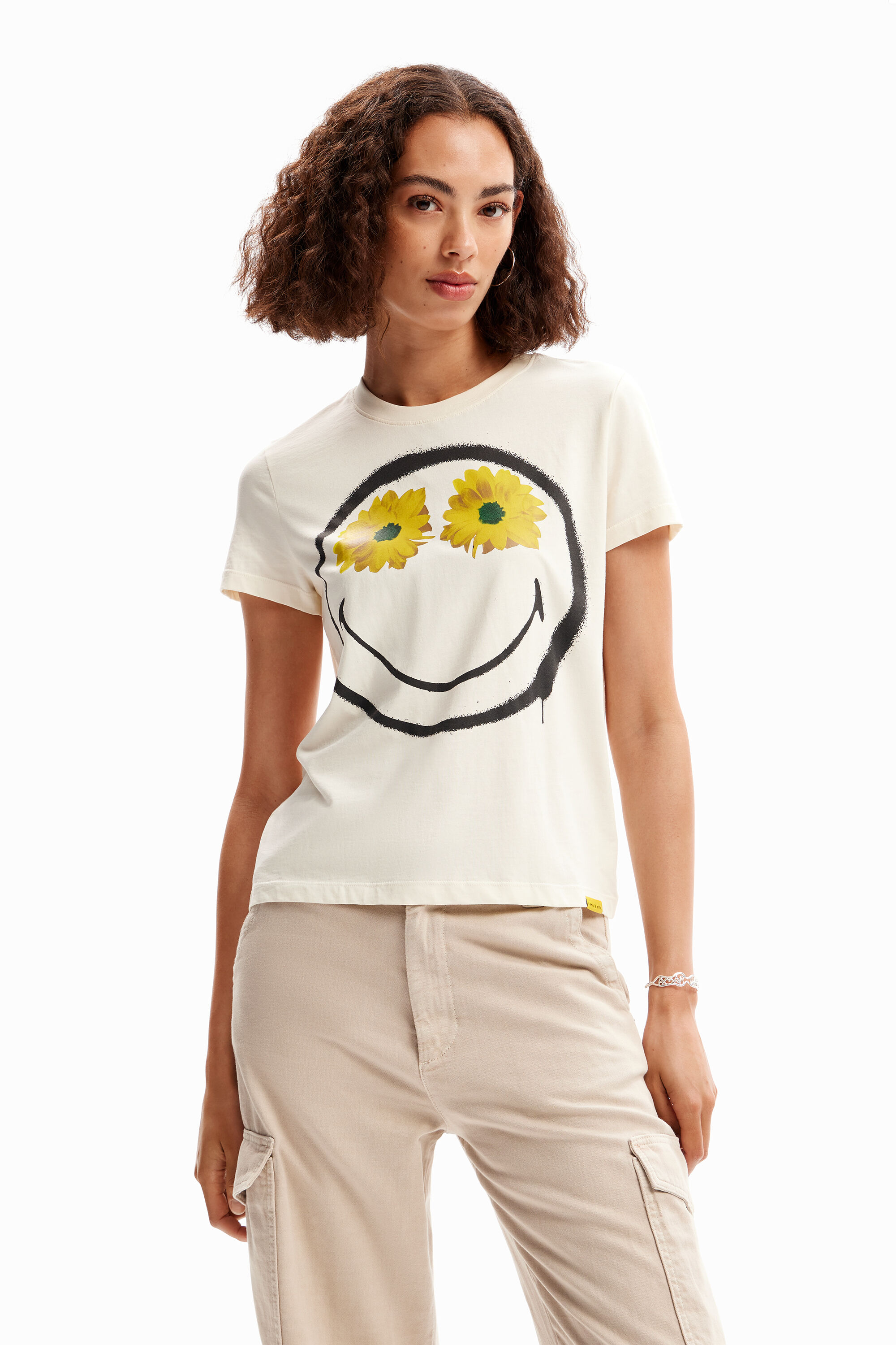 T-shirt Smiley fleurs